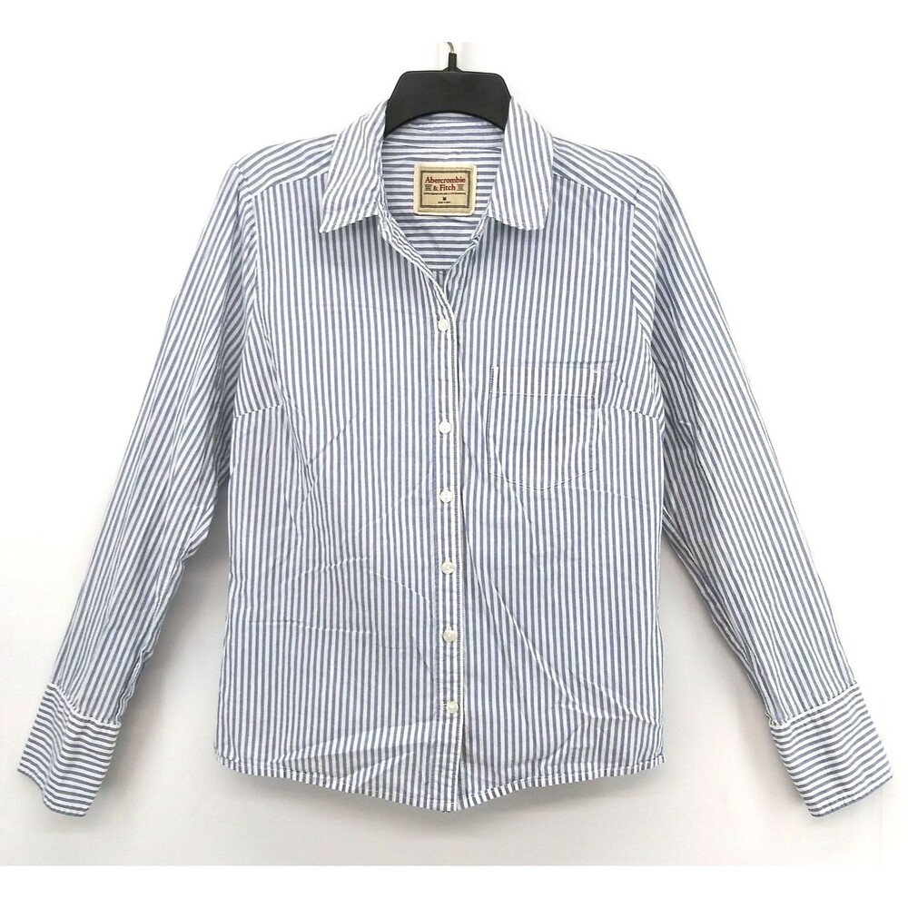 Abercrombie & Fitch Shirt Womens Medium Striped Button Up Pocket Casual Preppy